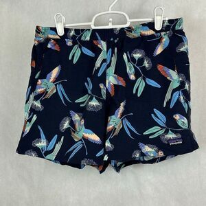 Patagonia Women's Baggies Shorts Sz Medium Parrots Stone Blue Birds 4” Inseam